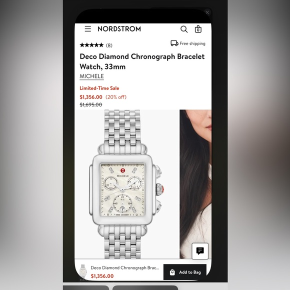 MICHELE Deco Diamond Chronograph Bracelet Watch with 3 straps, 33mm - Picture 16 of 16